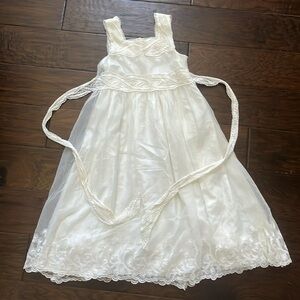 Leona Edmiston Little Leona cream embroidered tulle silk dress sz 6